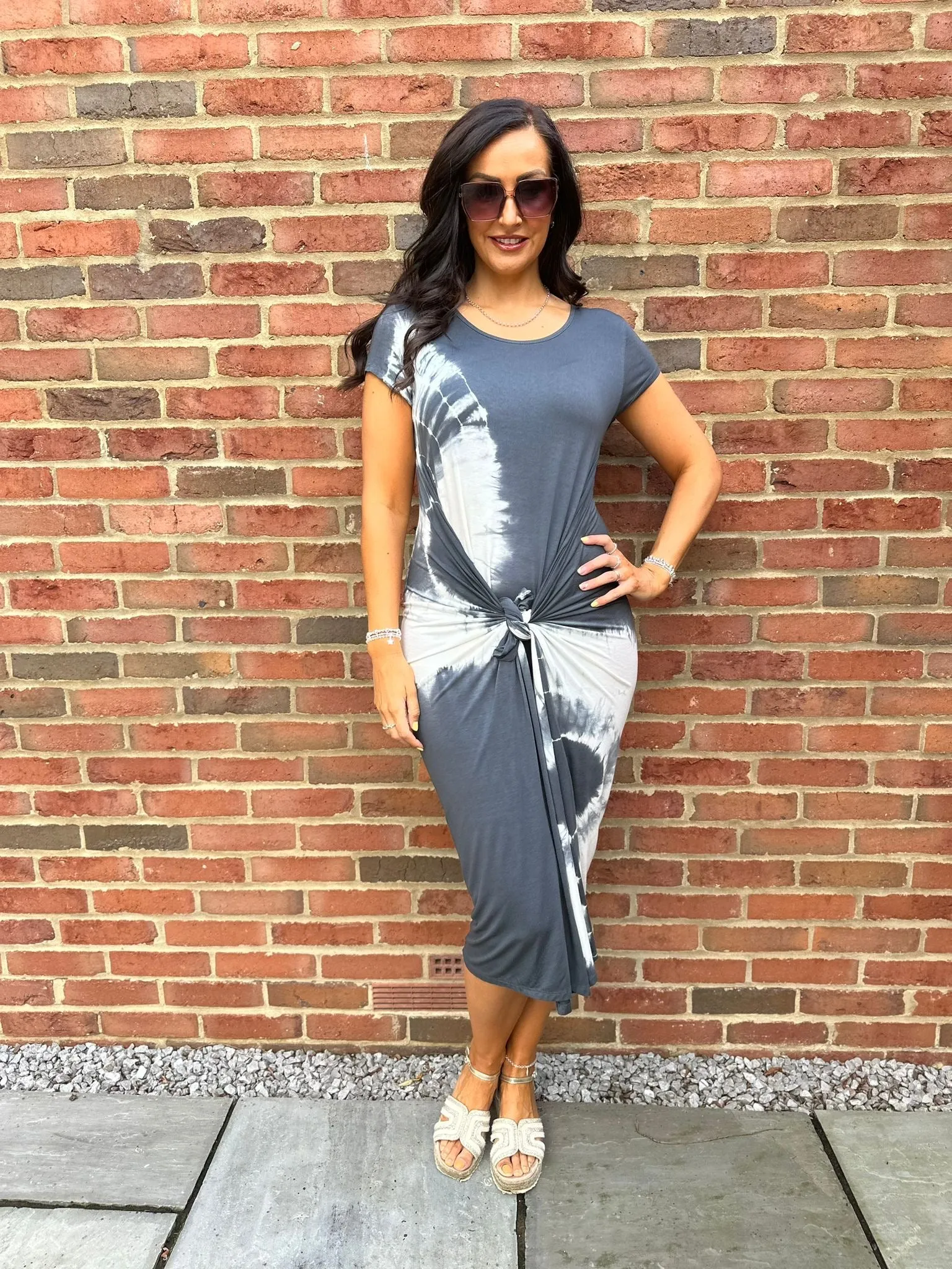 Charcoal Cap Sleeve Tie Dye Dress Harmony