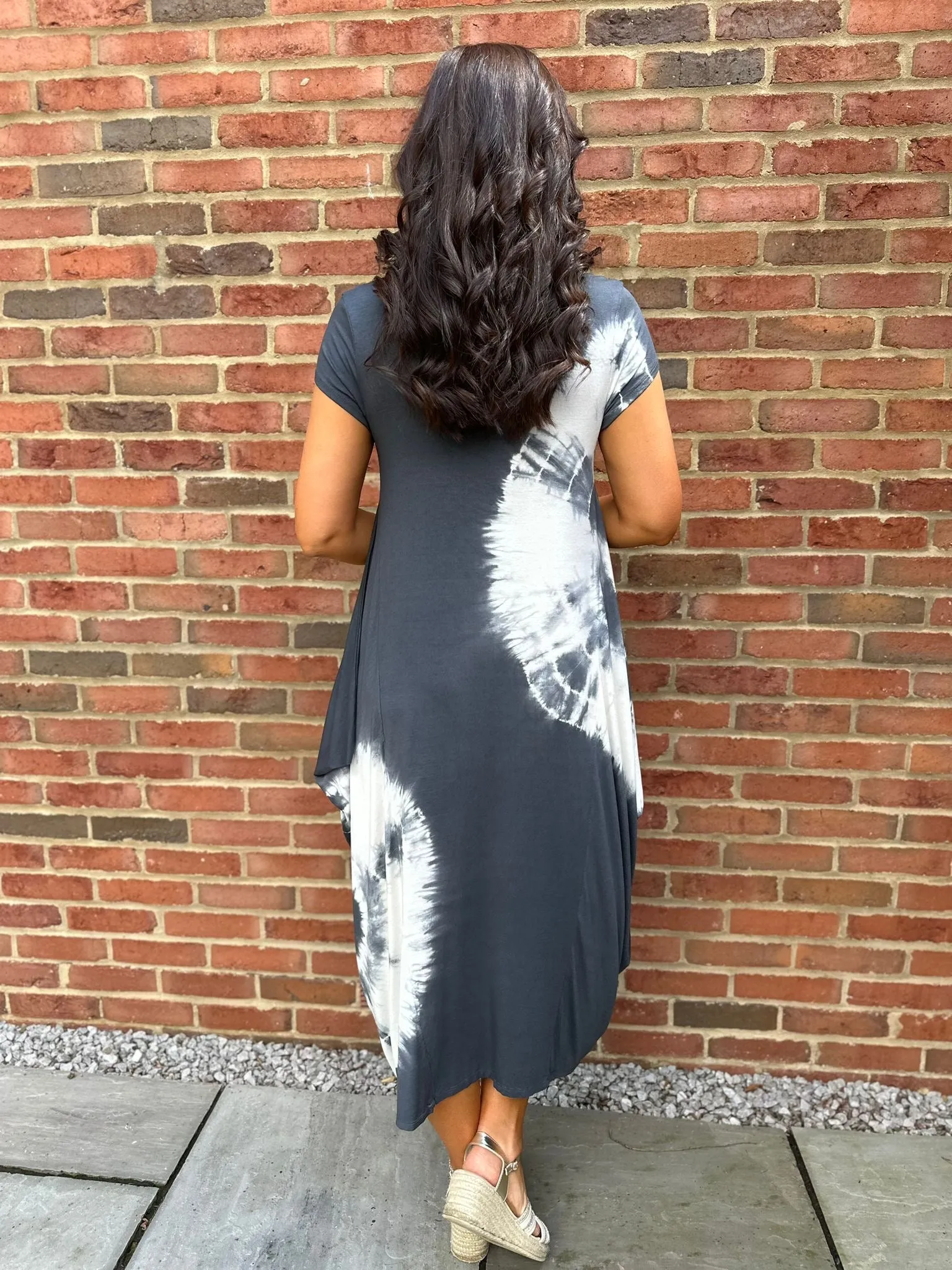 Charcoal Cap Sleeve Tie Dye Dress Harmony