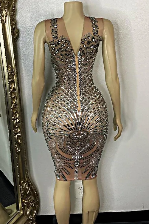 Charm Rhinestone Mesh Dress