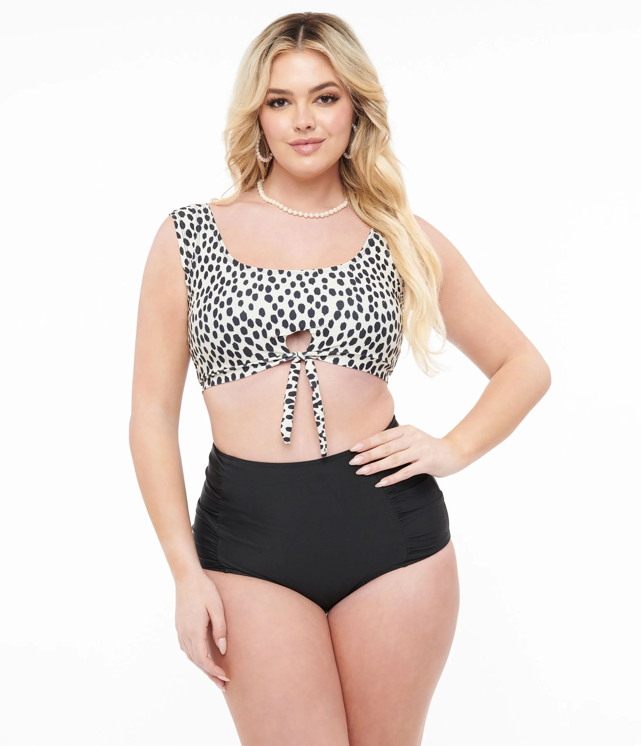 Cheetah Print & Black Swim Set