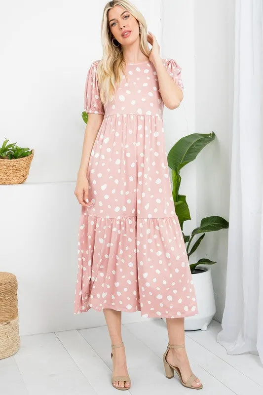 Christina Mod Dot Dress- Rose