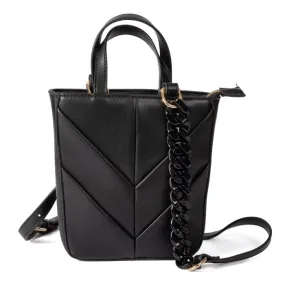 Cleland black quilted bag with chain strap