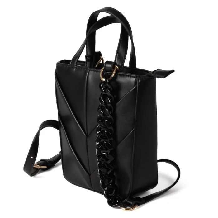 Cleland black quilted bag with chain strap