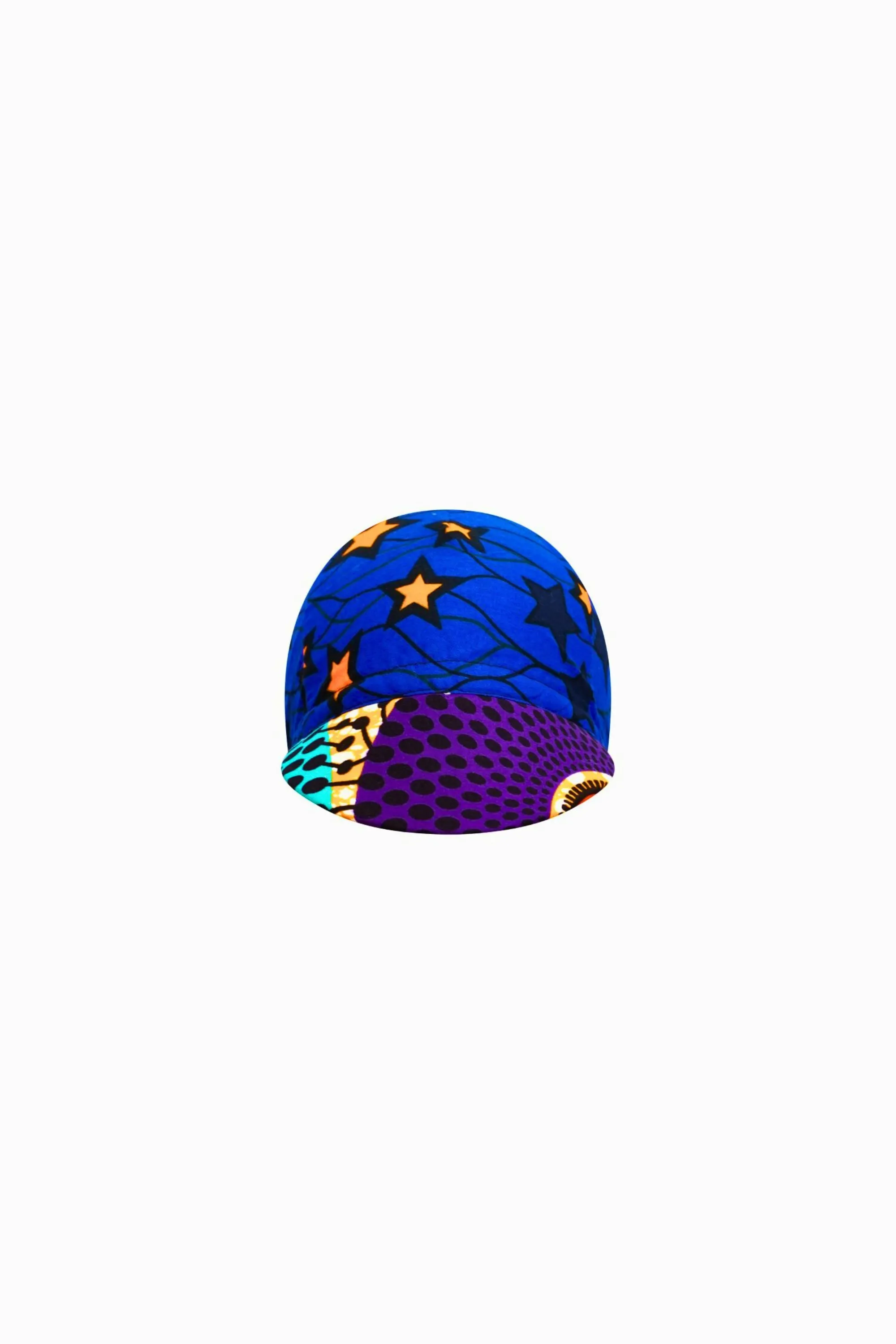 Colorful cycling cap - Blue Purple and Orange African Ankara Wax Cotton Print - 4