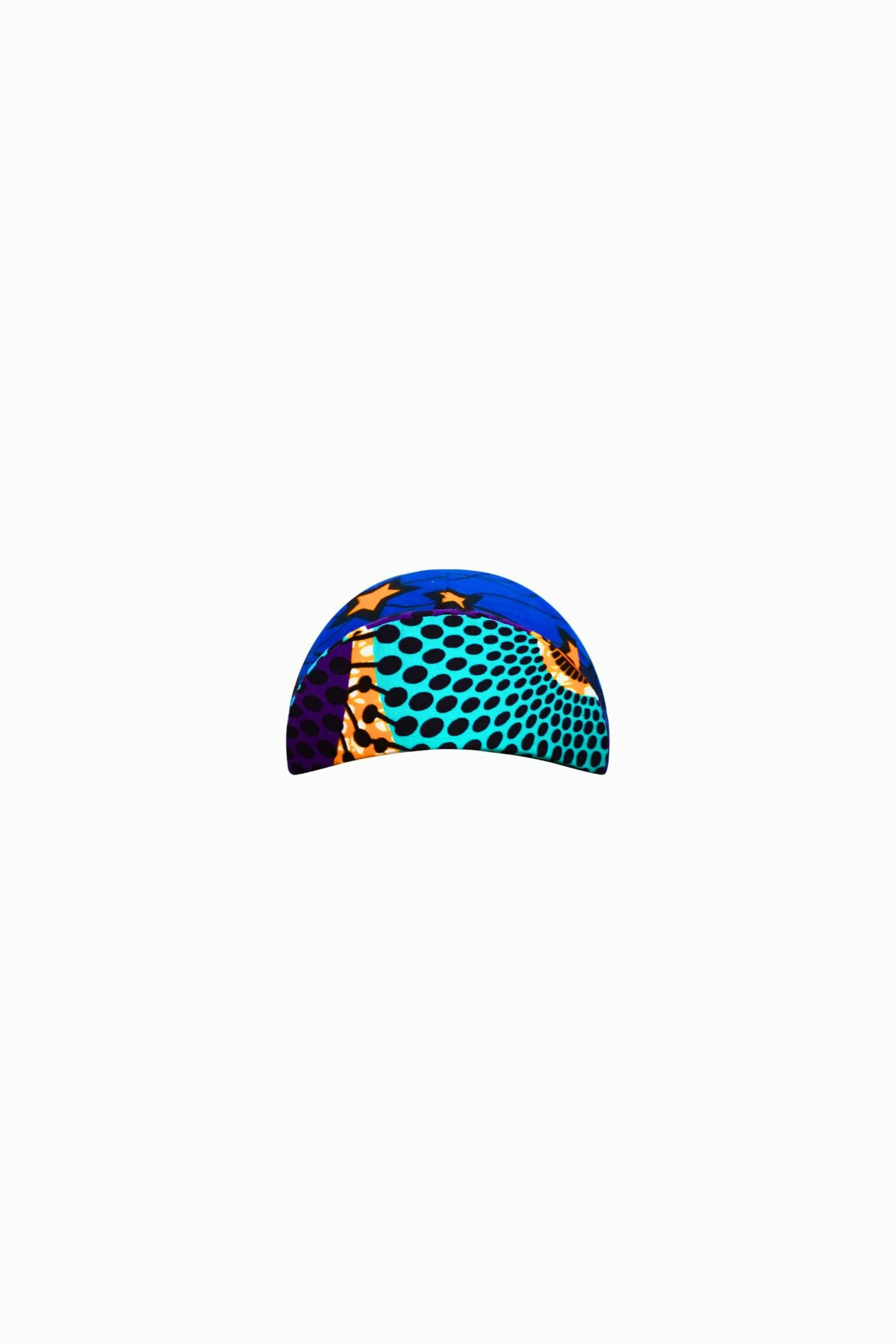 Colorful cycling cap - Blue Purple and Orange African Ankara Wax Cotton Print - 4