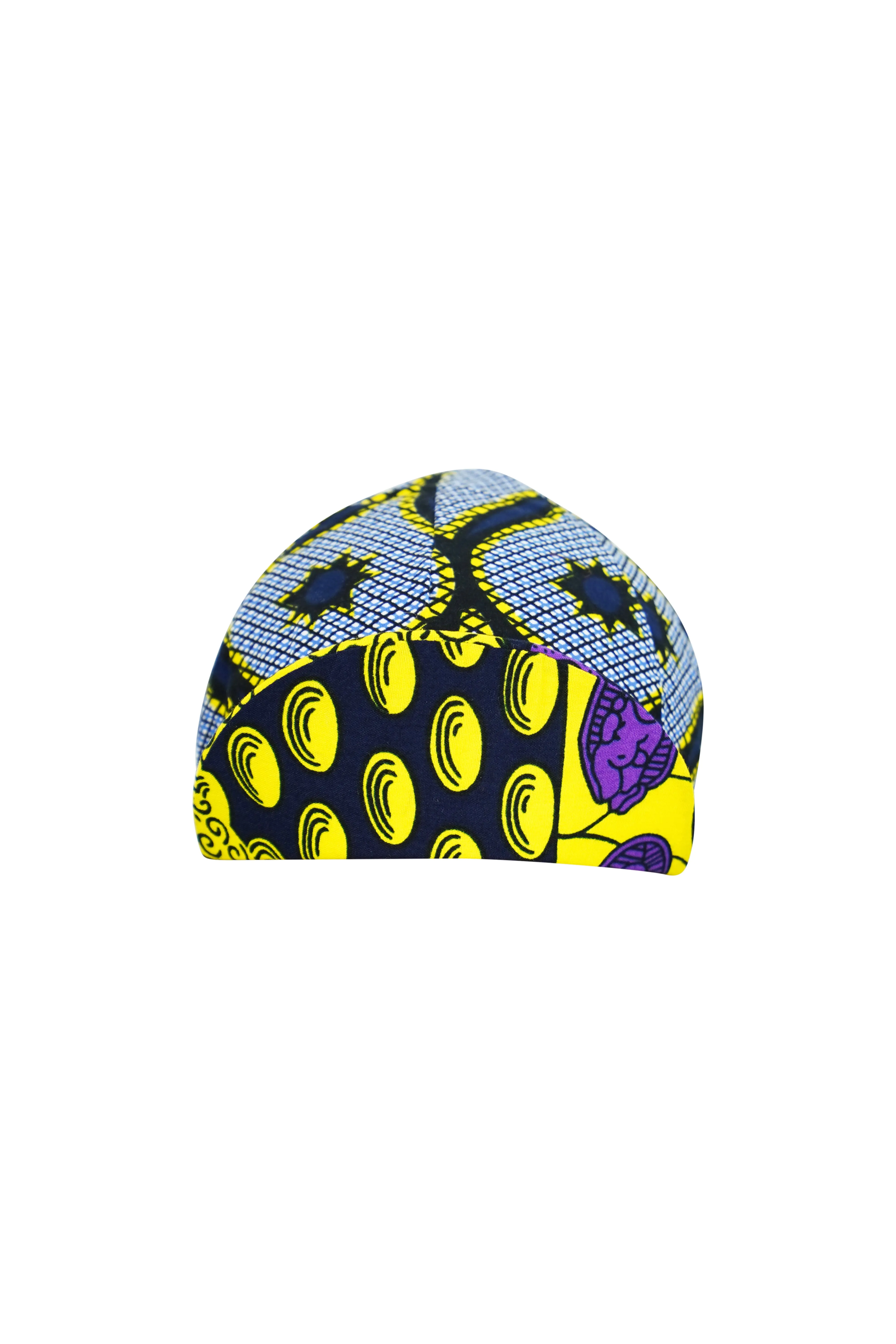 Colorful cycling cap - Grey Purple and Yellow African Ankara Wax Cotton Print - 5