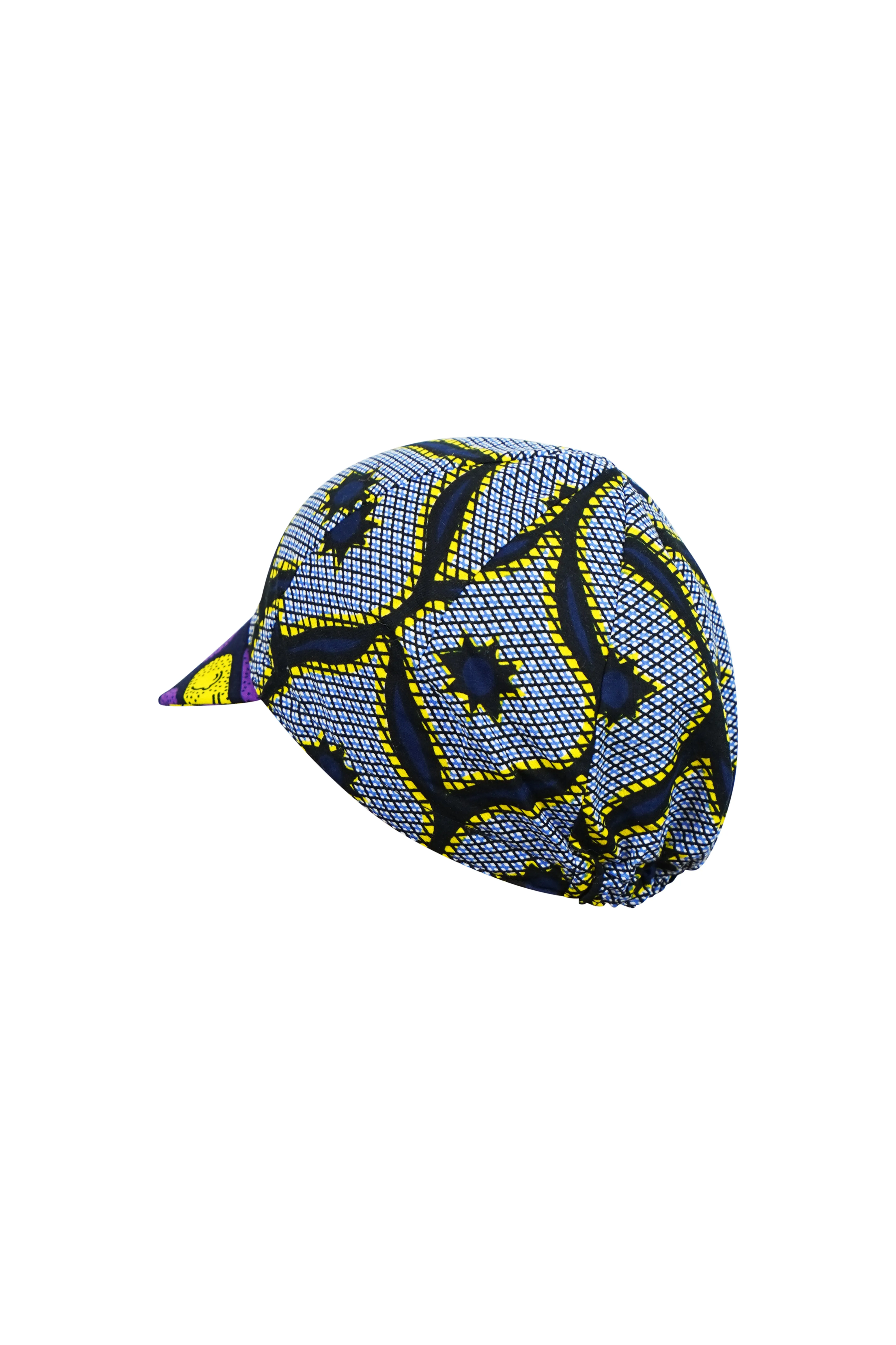 Colorful cycling cap - Grey Purple and Yellow African Ankara Wax Cotton Print - 5