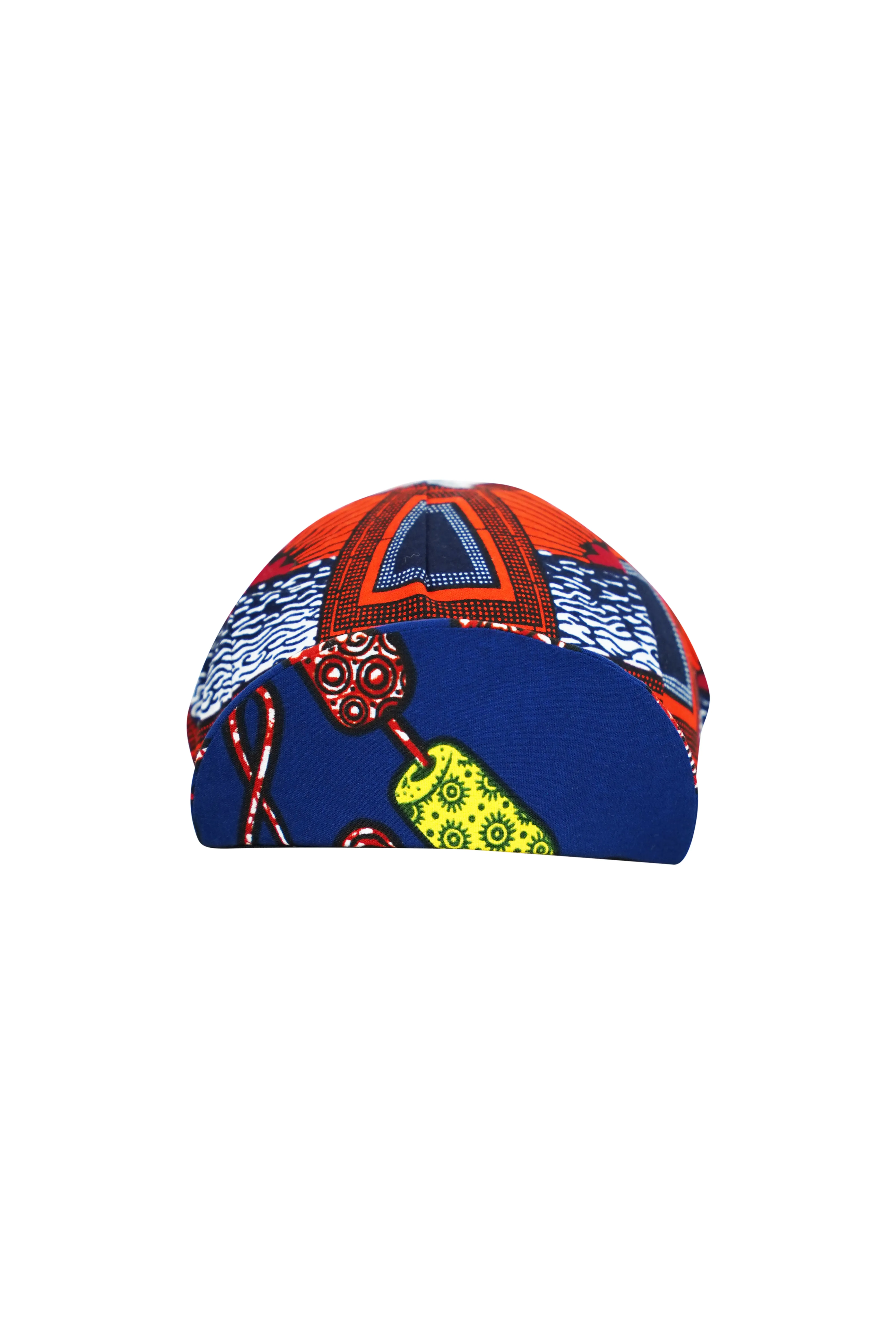 Colorful cycling cap - Red Blue and Yellow African Ankara Wax Cotton Print - 9