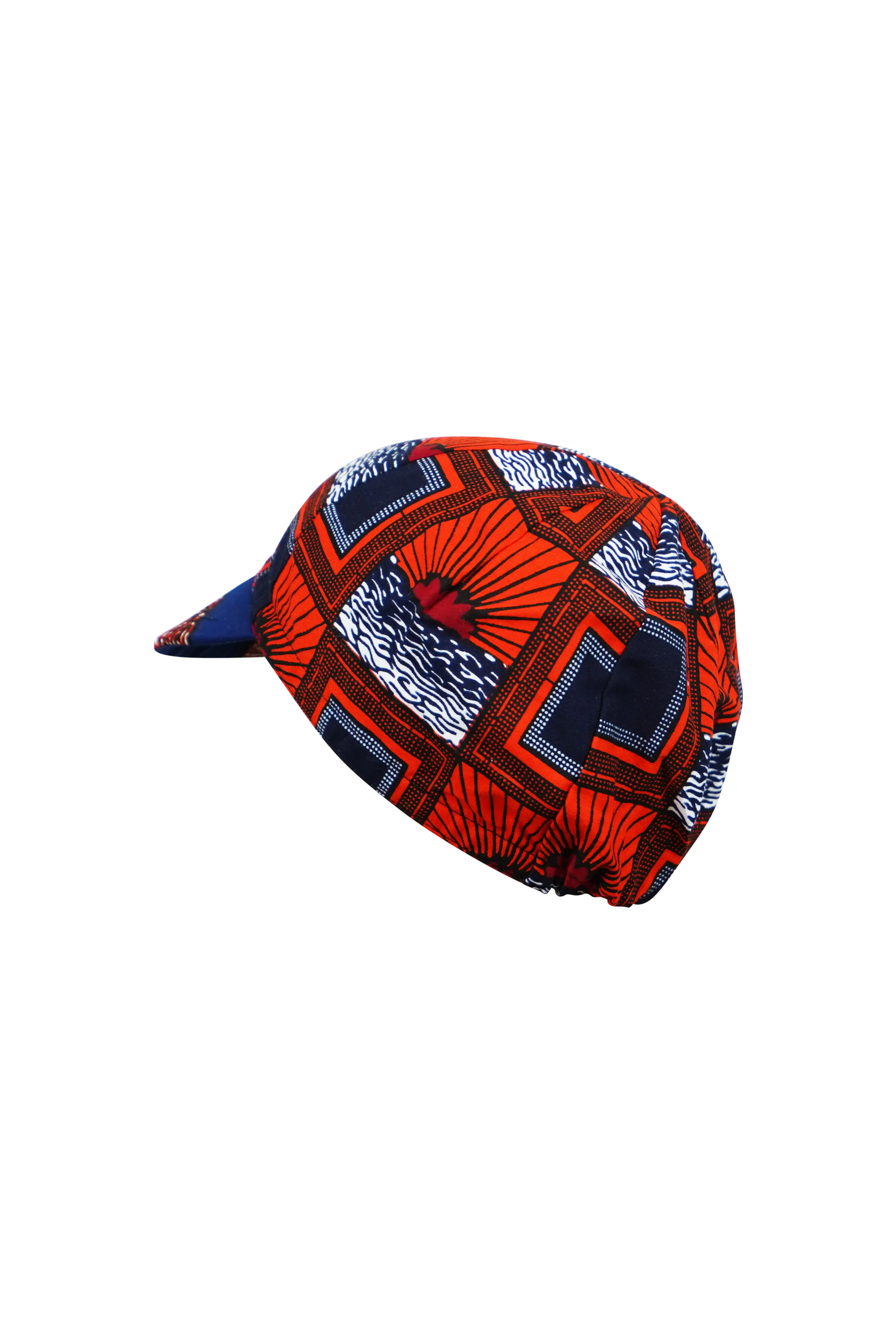 Colorful cycling cap - Red Blue and Yellow African Ankara Wax Cotton Print - 9