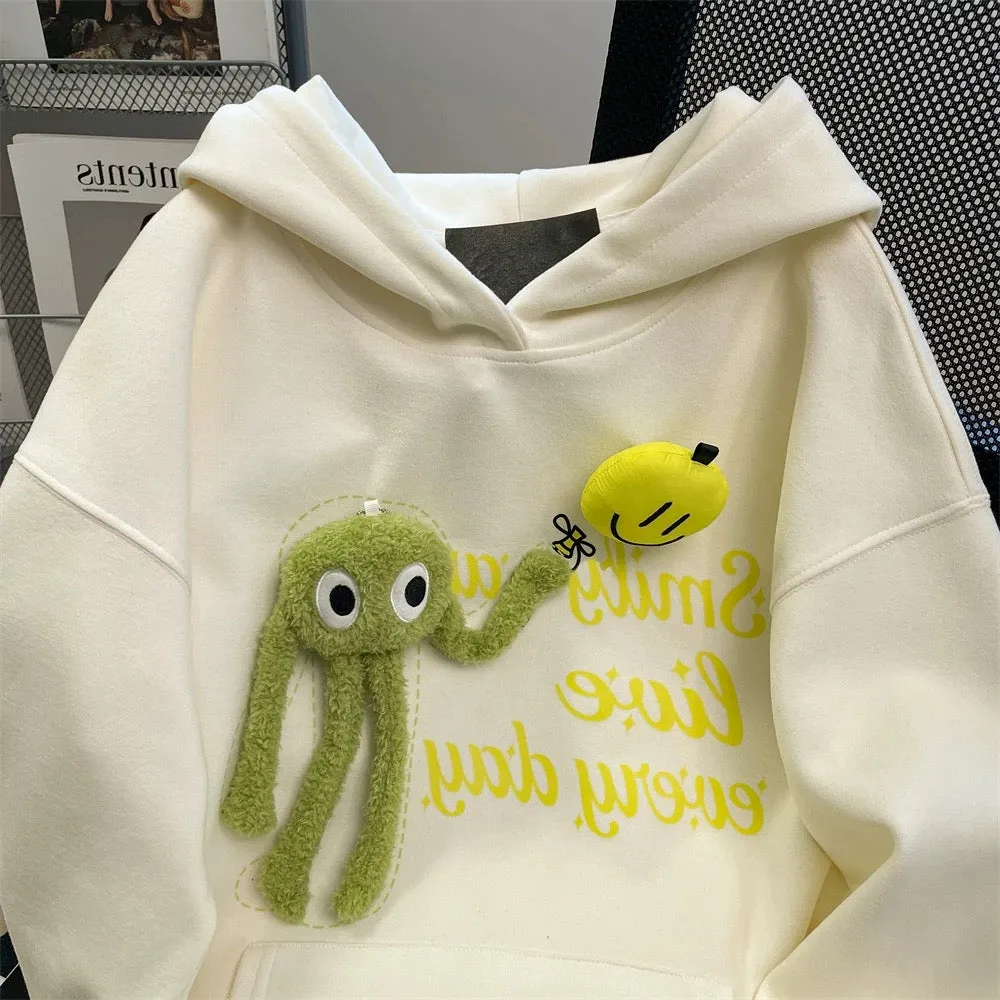 Cute little cute three-dimensional cartoon doll sweater for men and women in spring and autumn, high-end and beautiful hoodie ja