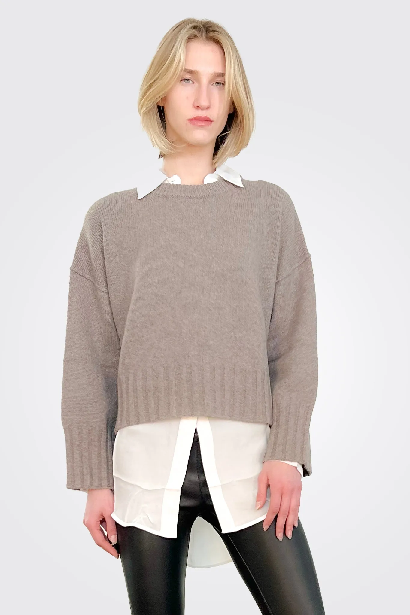 Eco Cashmere Crew Neck Sweater - Taupe