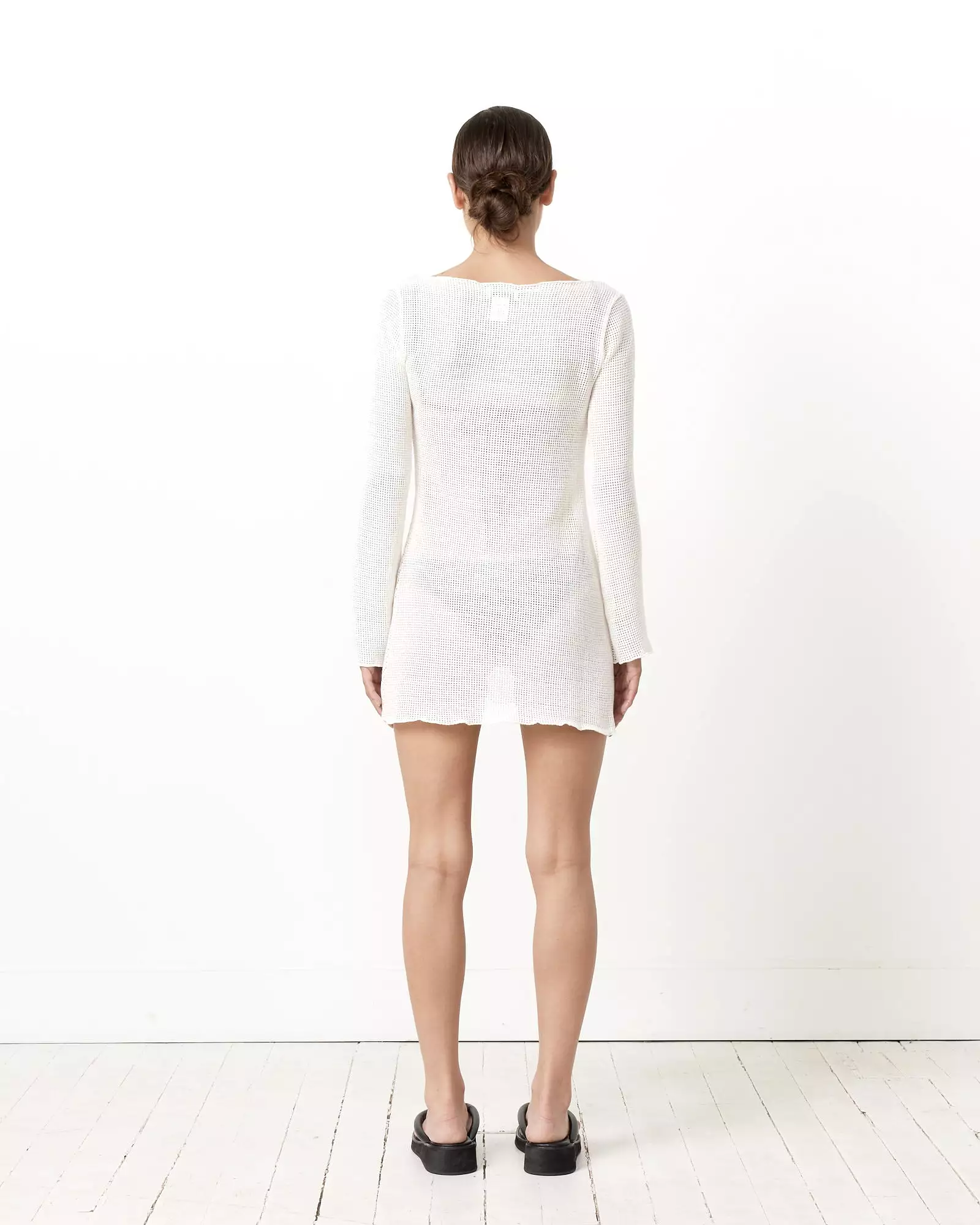 Elektra Grid Mesh Dress in White