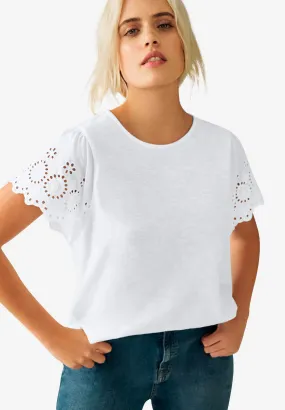 Eyelet Cap Sleeve Tee