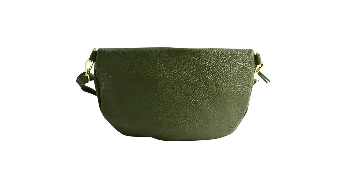 Fabucci Khaki Grained  Leather Large Bum Bag