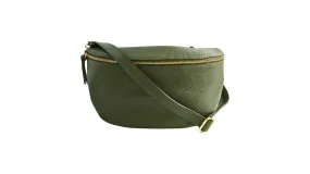 Fabucci Khaki Grained  Leather Large Bum Bag