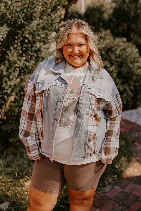 Fall Latte Denim Jacket Curves