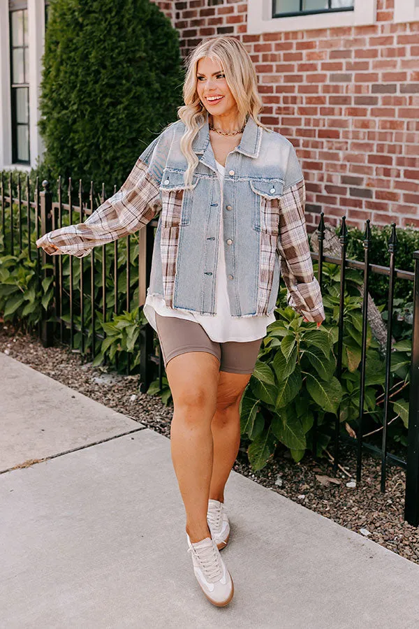 Fall Latte Denim Jacket Curves