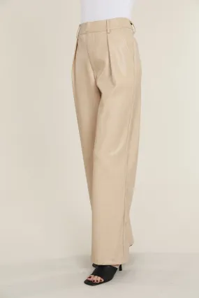 Faux Leather Wide Leg Trouser Pants