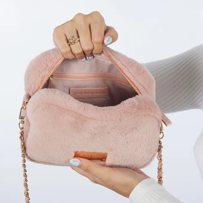 Fiss furry pink bag with chain strap