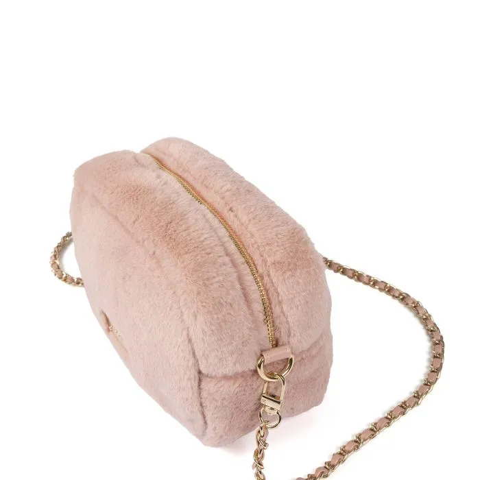 Fiss furry pink bag with chain strap