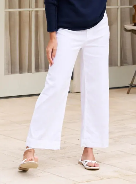 Frank & Eileen WEXFORD Performance Linen Wide Leg Pants in White 