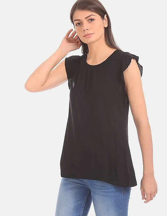 GAP Women Black Soft Cap Sleeve Top