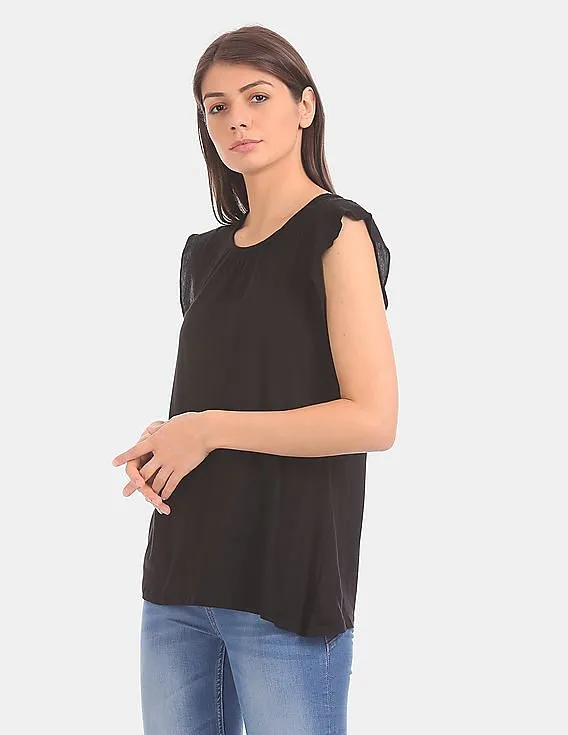 GAP Women Black Soft Cap Sleeve Top