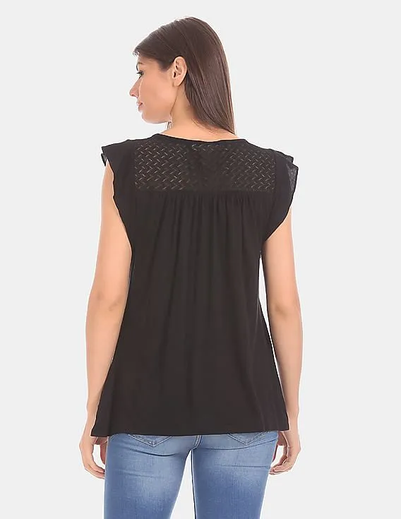 GAP Women Black Soft Cap Sleeve Top