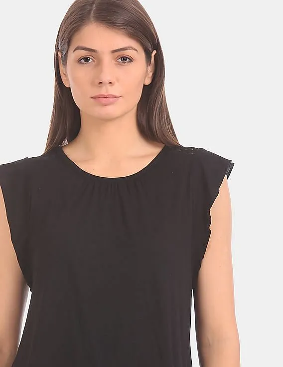 GAP Women Black Soft Cap Sleeve Top