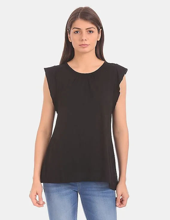 GAP Women Black Soft Cap Sleeve Top