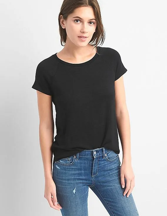 GAP Women Black Softspun Cap Sleeve Tee