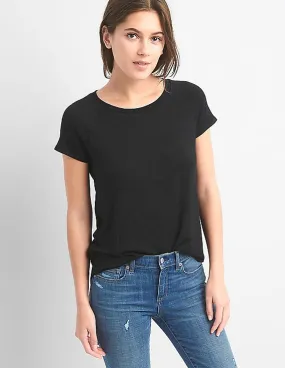 GAP Women Black Softspun Cap Sleeve Tee