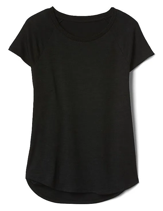 GAP Women Black Softspun Cap Sleeve Tee