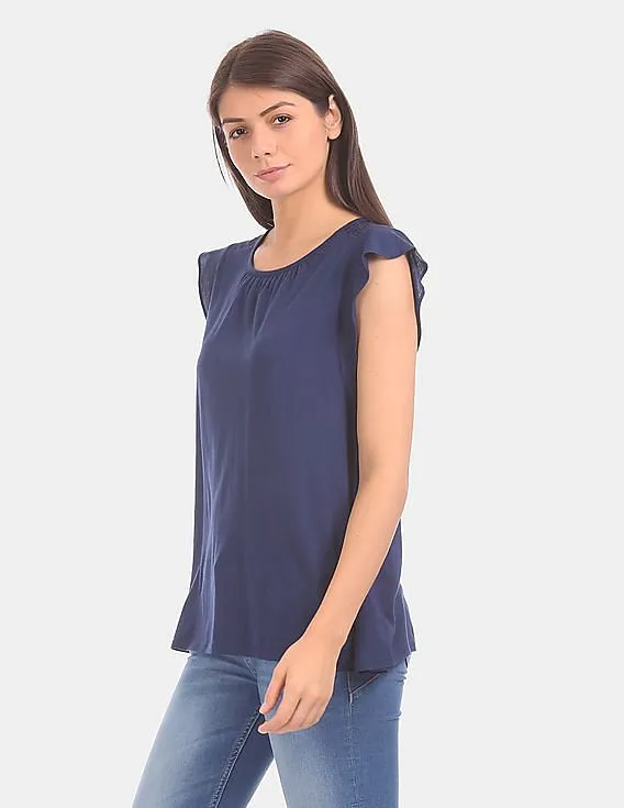 GAP Women Blue Soft Cap Sleeve Top