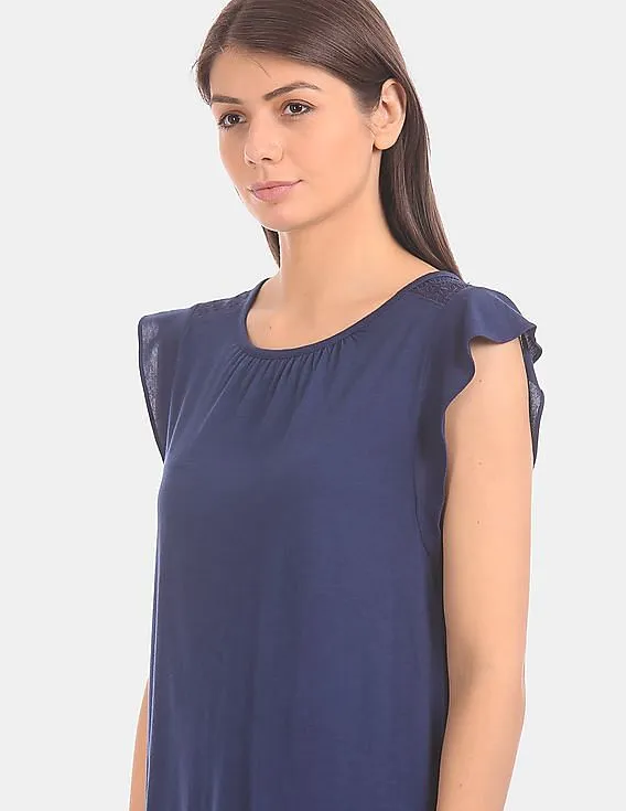 GAP Women Blue Soft Cap Sleeve Top