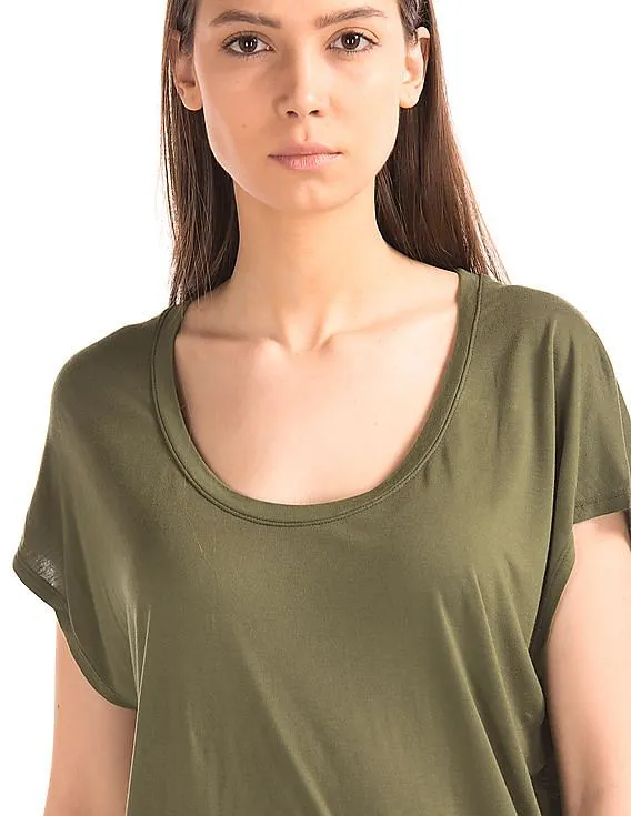 GAP Women Green Slouchy Cap Sleeve Tee