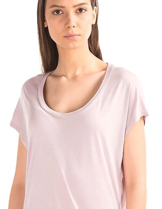 GAP Women Purple Slouchy Cap Sleeve Tee