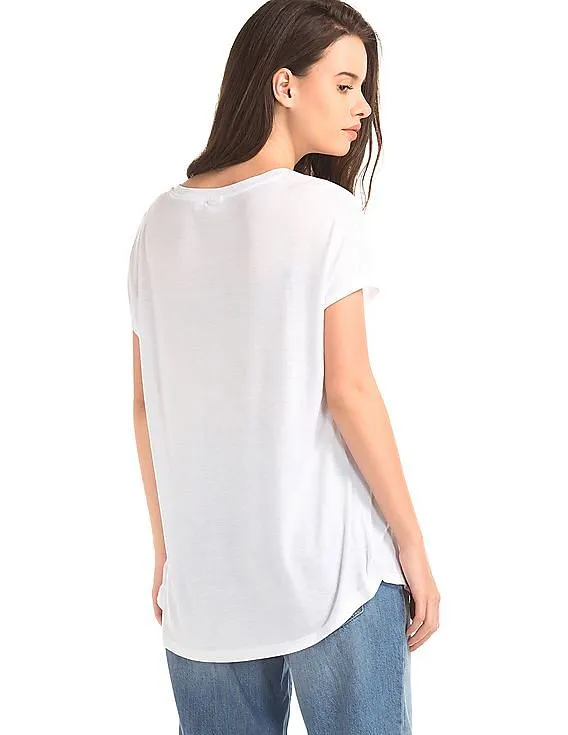 GAP Women White Cap Sleeve Scoop Top