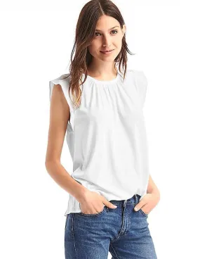 GAP Women White Soft Cap Sleeve Top