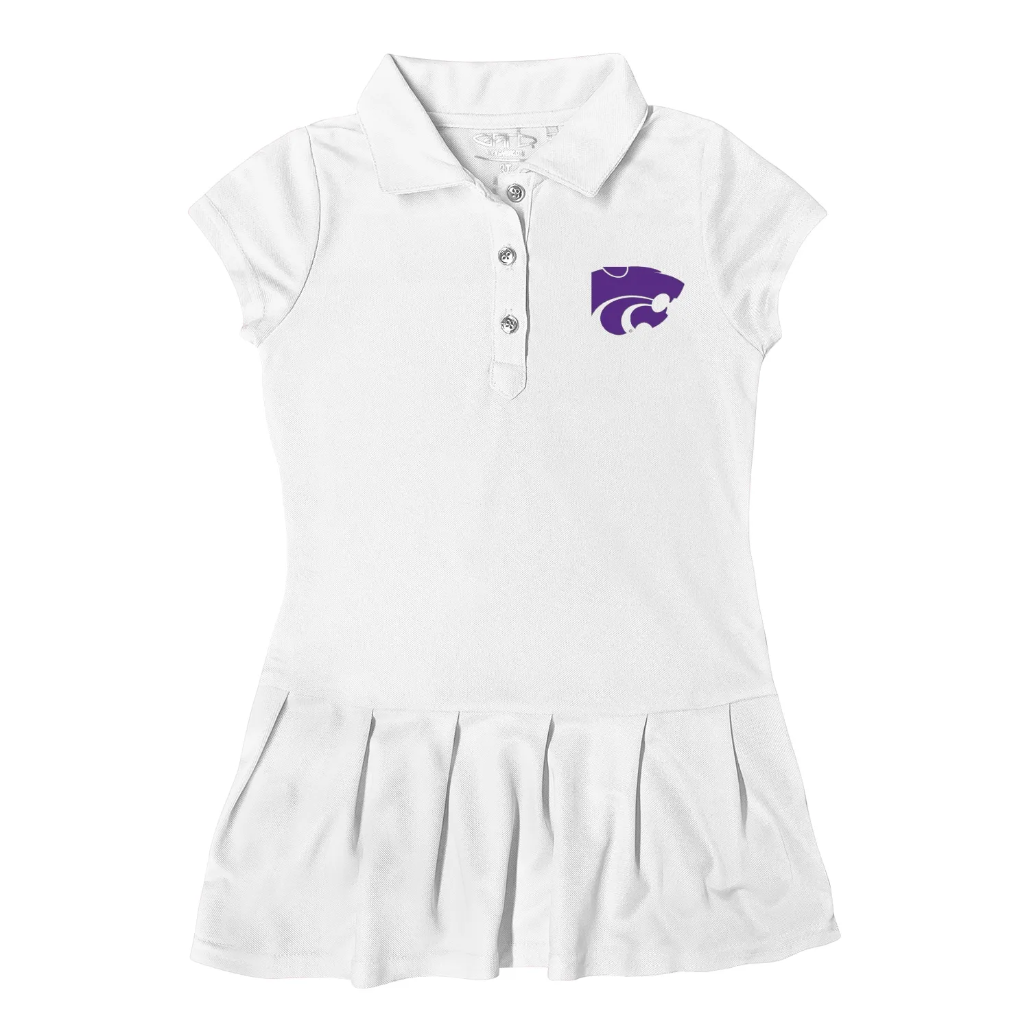 Garb  Kansas State Wildcats Girls Toddler White Caroline Cap Sleeve Polo Dress