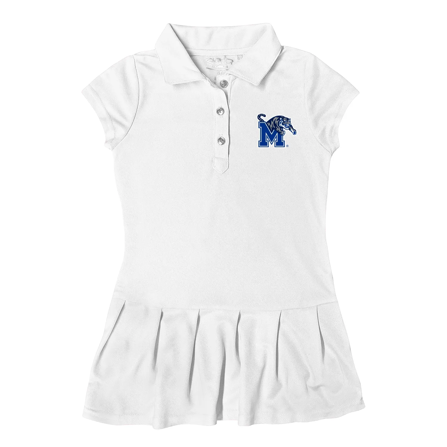 Garb  Memphis Tigers Girls Toddler White Caroline Cap Sleeve Polo Dress