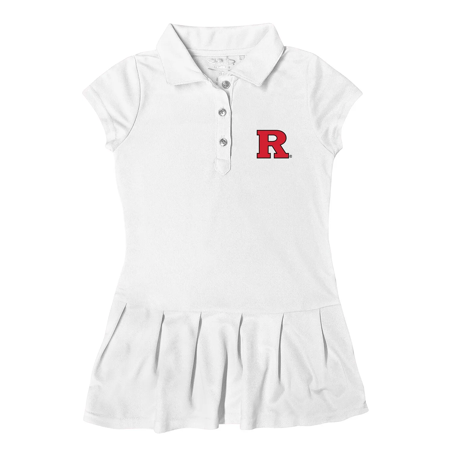 Garb  Rutgers Scarlet Knights Girls Toddler White Caroline Cap Sleeve Polo Dress