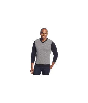 Geoffrey Beene Mens Front Intarsia V Neck Pullover Sweater