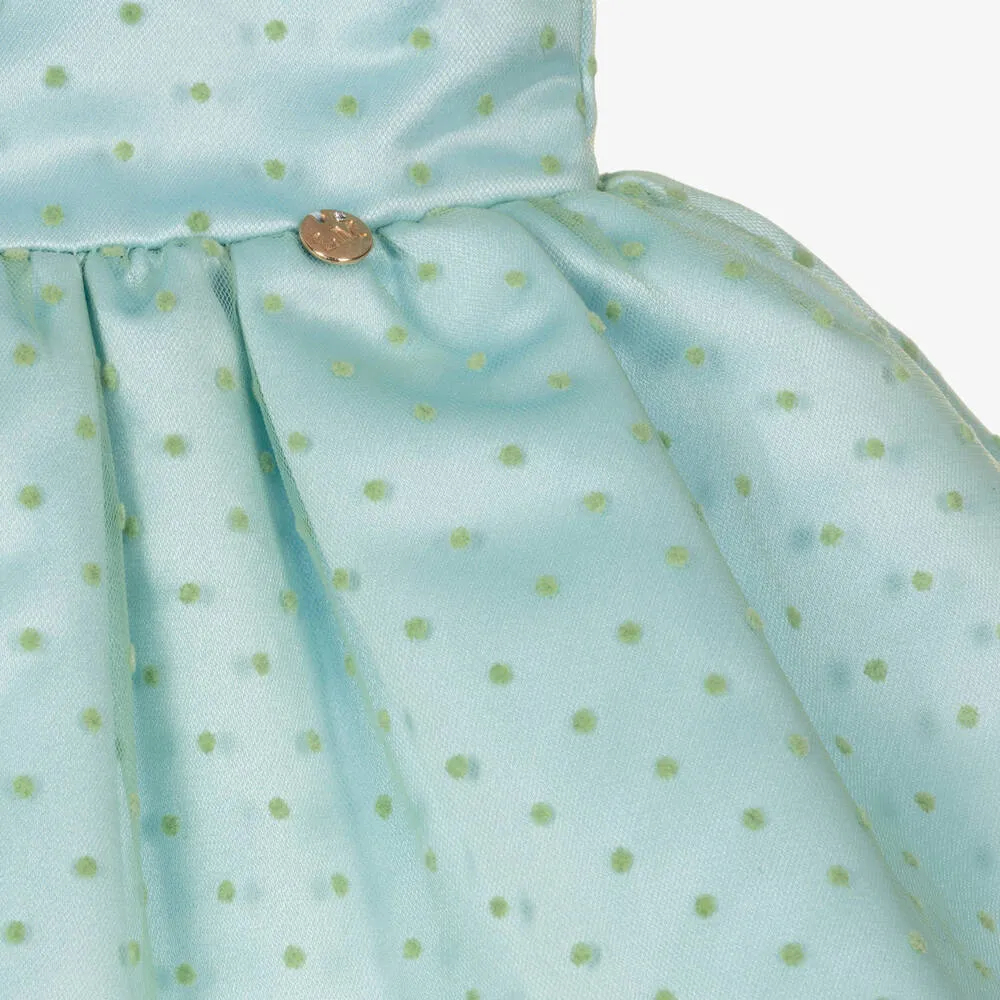 Girls Green Polka Dot Tulle Dress