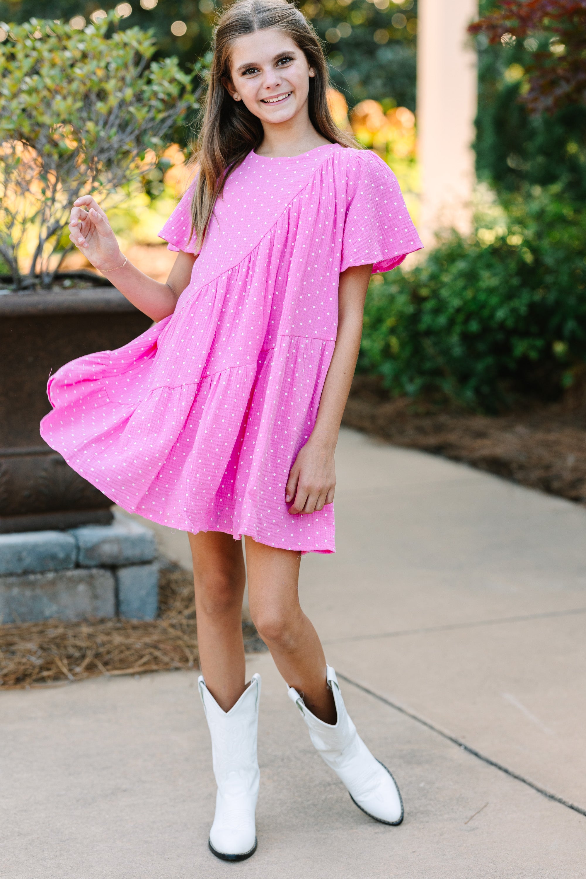 Girls: Just Too Sweet Pink Polka Dot Dress