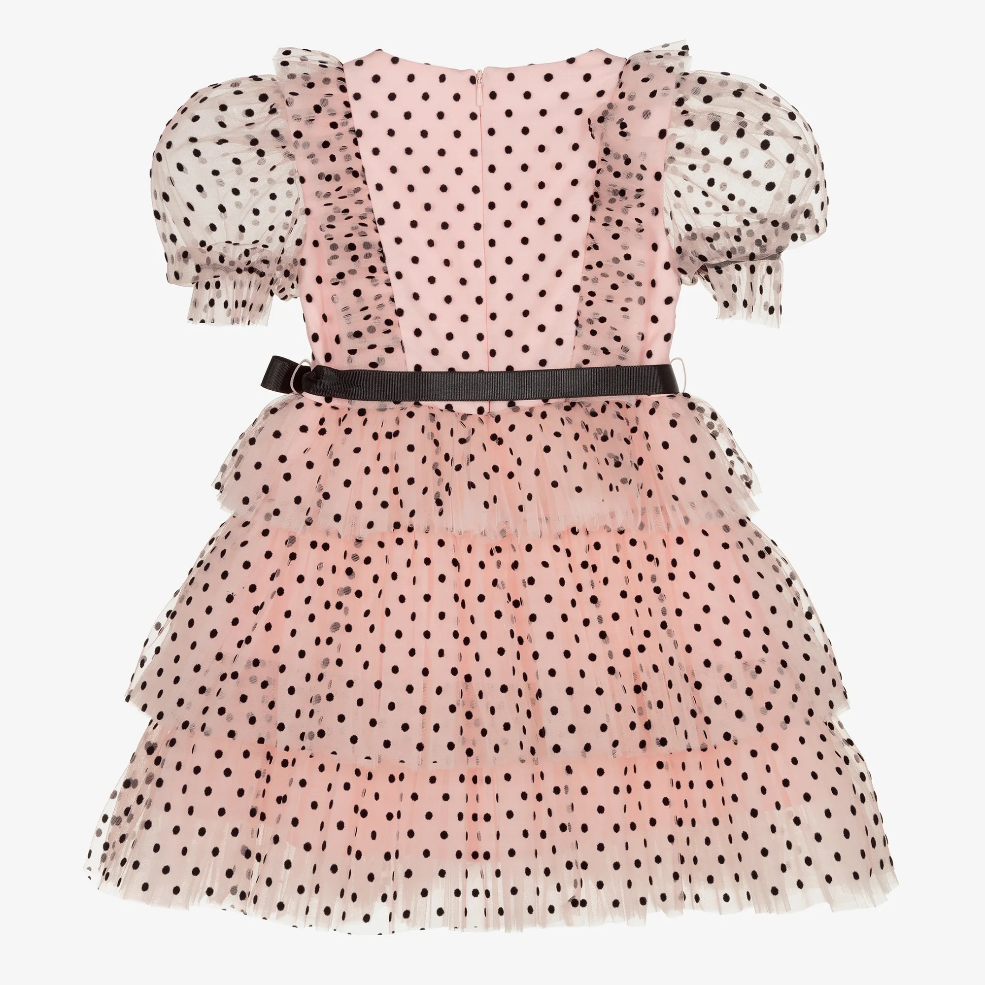 Girls Pink Tulle Polka Dot Dress