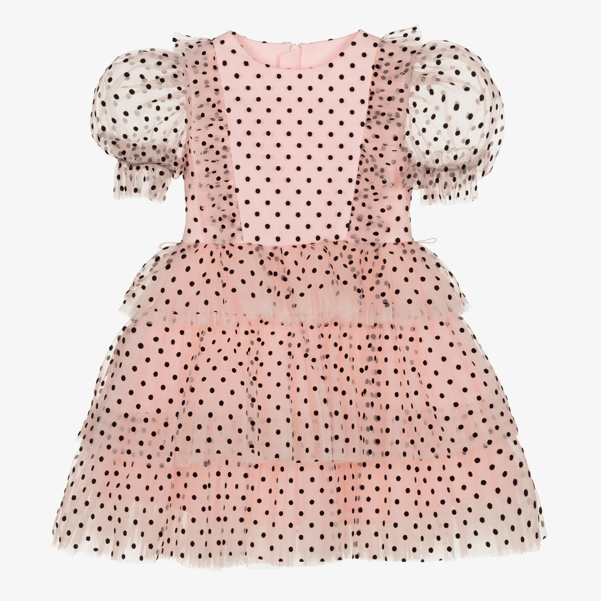 Girls Pink Tulle Polka Dot Dress