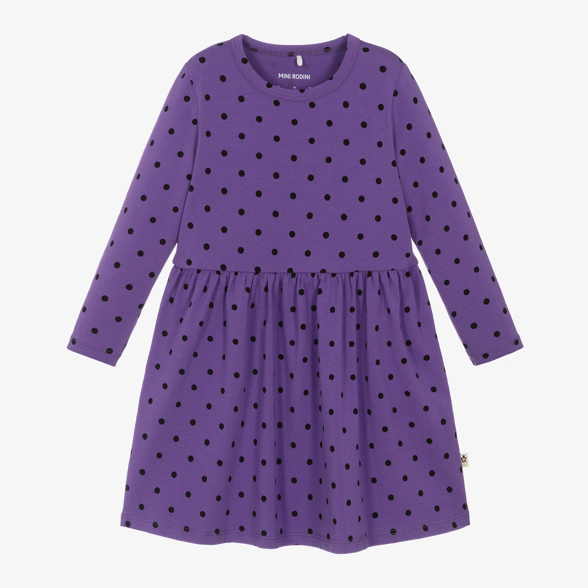 Girls Purple Organic Cotton Polka Dot Dress