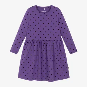 Girls Purple Organic Cotton Polka Dot Dress