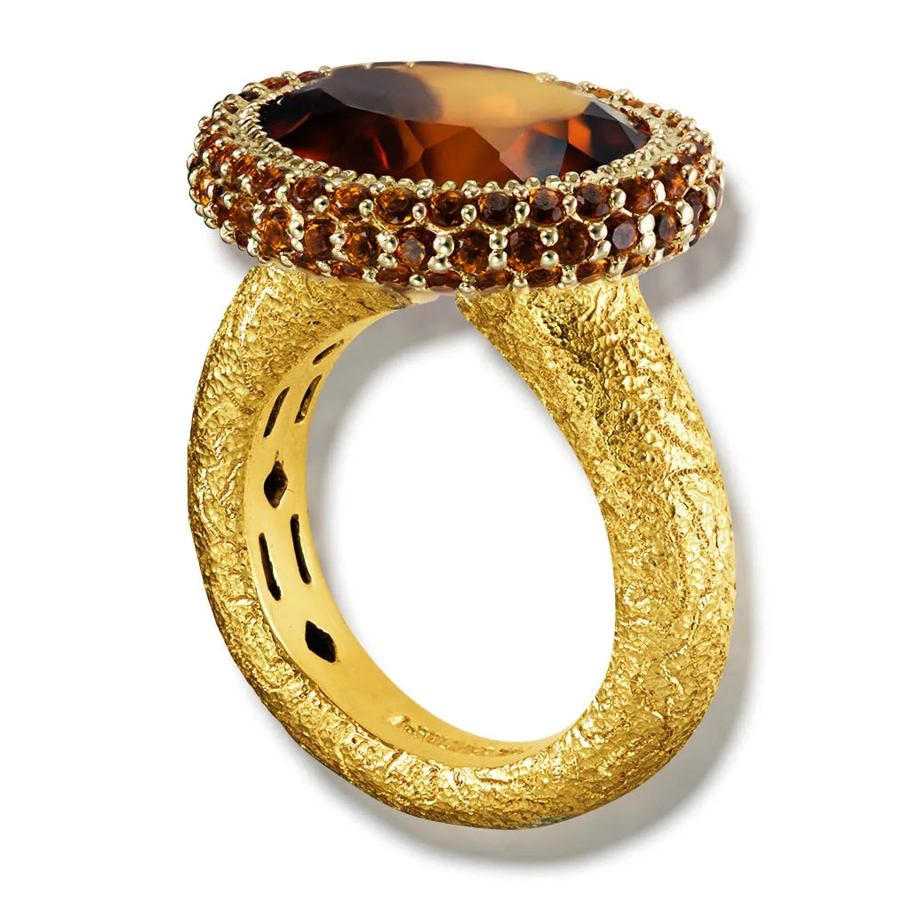 Gold Cocktail Ring with Madeira Citrine